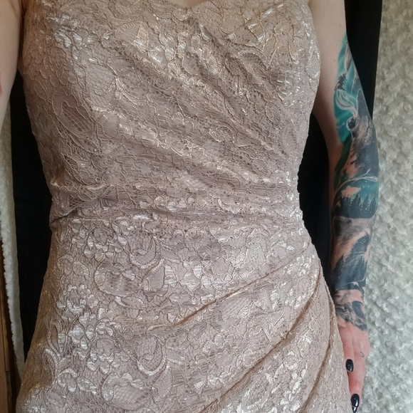 Long Strapless Lace Dress with Sweetheart Neckline - Picture 12 of 15